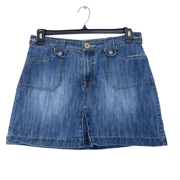 Faded Glory Womens Denim Short Skort Size 8 Blue Jean Cotton Blend Casual A-Line - Picture 1 of 9